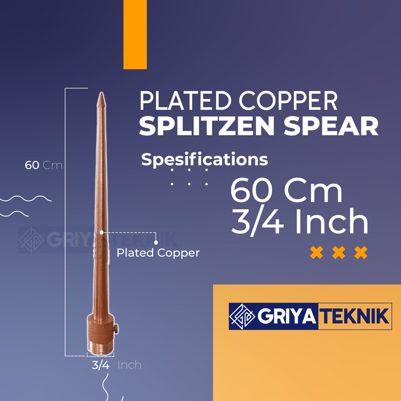 Splitzen Babit 60cm Penangkal Petir Konvensional Tombak Babit - 2