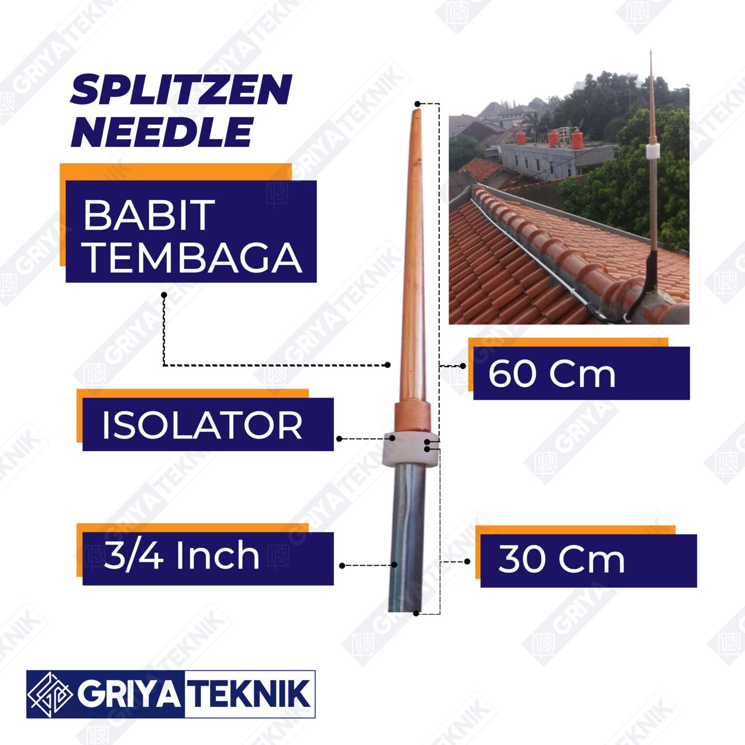 Splitzen Babit 60cm Penangkal Petir Konvensional Tombak Babit - 4